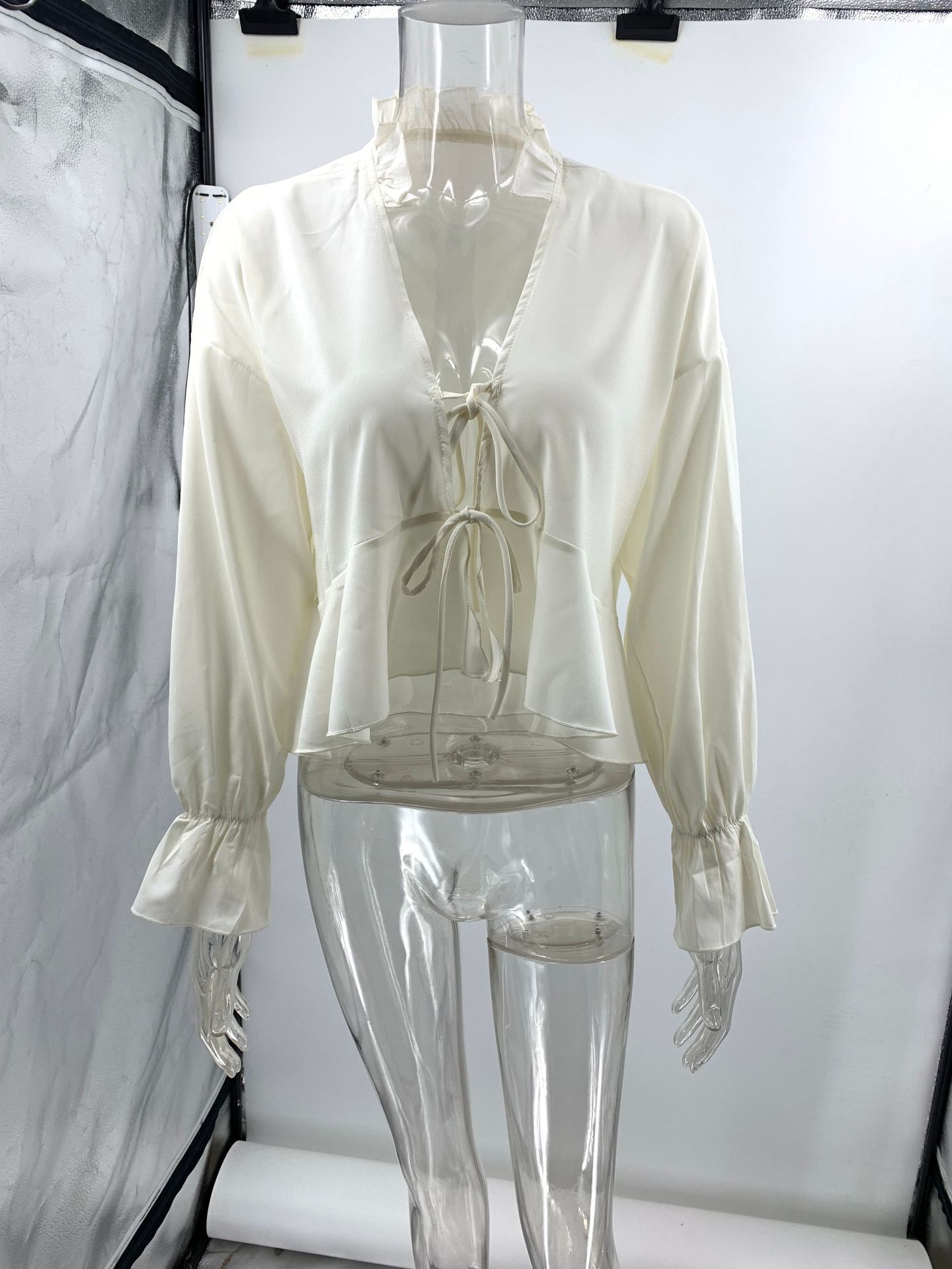 Summer Season Wholesale Women's Polyester Vacation Solid Color Long Sleeve Blouses