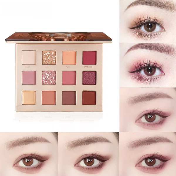 Cross-Border Exclusive Bsimone Twelve-Color Pearlescent Matte Eyeshadow Palette for Students and Girls, Earth-Toned Eyeshadow Palette Sunset