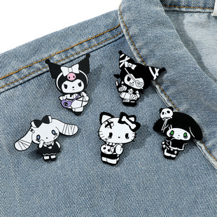 Dark style creative Sanrio Wansheng brooch personality coolomi Yugui dog KT cat clothing backpack metal badge