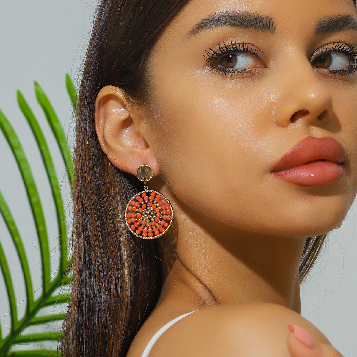 Drop Earrings Classification 1 Pair Modern Style Round Beaded Artificial Crystal Alloy Iron Drop Earrings