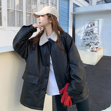 黑色皮衣羽绒服女2025年冬季新款时尚韩系高级感保暖白鸭绒皮外套