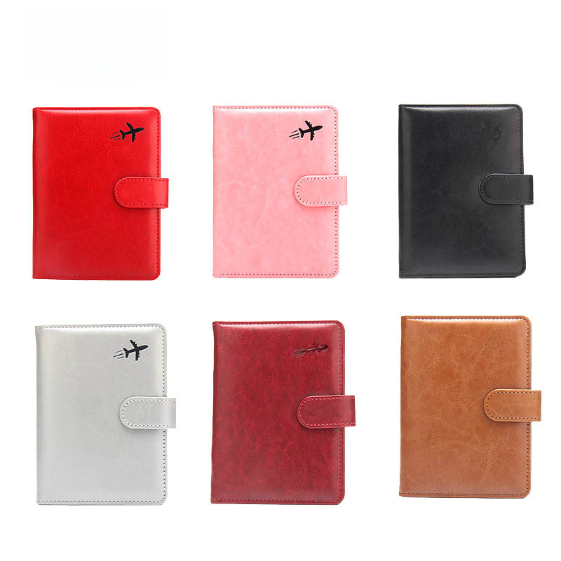 Anti-magnetic flight passport holder, Amazon foreign trade anti-skimming passport book leather airplane ticket holder with snap buckle, multi-card slot for flying