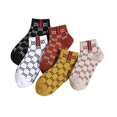  Spring Trend Socks Set Letter Short Leg Breathable Spring Style Fashion Sport College Style Versatile Women's INSA Socks