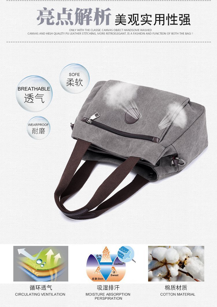 New casual canvas European and American women's single-shoulder bag, solid color trendy women's bag and handbag, cross-border one-piece consignment worldwide undefined