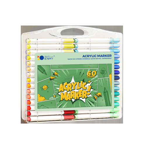 Enmi marker pen cross-border flat box single-head marker pen for export English version, color stacking acrylic marker pen