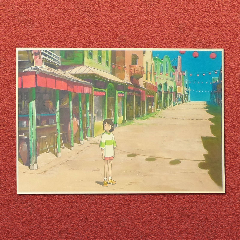 千と千尋の神隠し宮崎駿アニメーションクラフト紙ポスター装飾絵画寮カフェフォトフレーム壁ステッカー|undefined