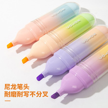 手账标记涂鸦笔 尼龙耐磨笔头扁平笔身盒装彩笔 彩色斜头荧光笔