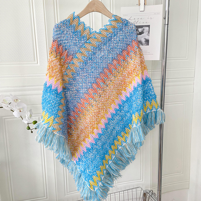 Nacional viento turismo primavera chal femenino irregular cabeza caliente llano borla bufanda fuera con capa