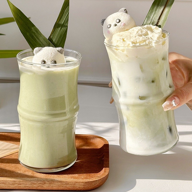 高硼硅玻璃杯竹節咖啡玻璃水杯ins風簡約耐熱牛奶杯飲料果汁杯