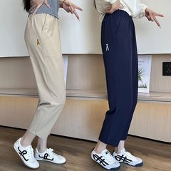 夏アイスシルク速乾性日焼け止めハーレムパンツ女性の夏薄型痩身大きいサイズカジュアルストレート9点スポーツパンツ