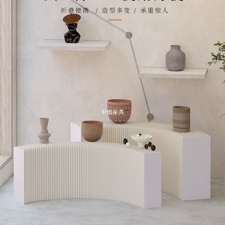 可折叠多功能长条展台创意移动中岛陈列架商场展会多层展示台|undefined