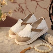 新款田园风亚麻新中式防臭脚居家旅游运动鞋布鞋一脚蹬绣花鞋女鞋
