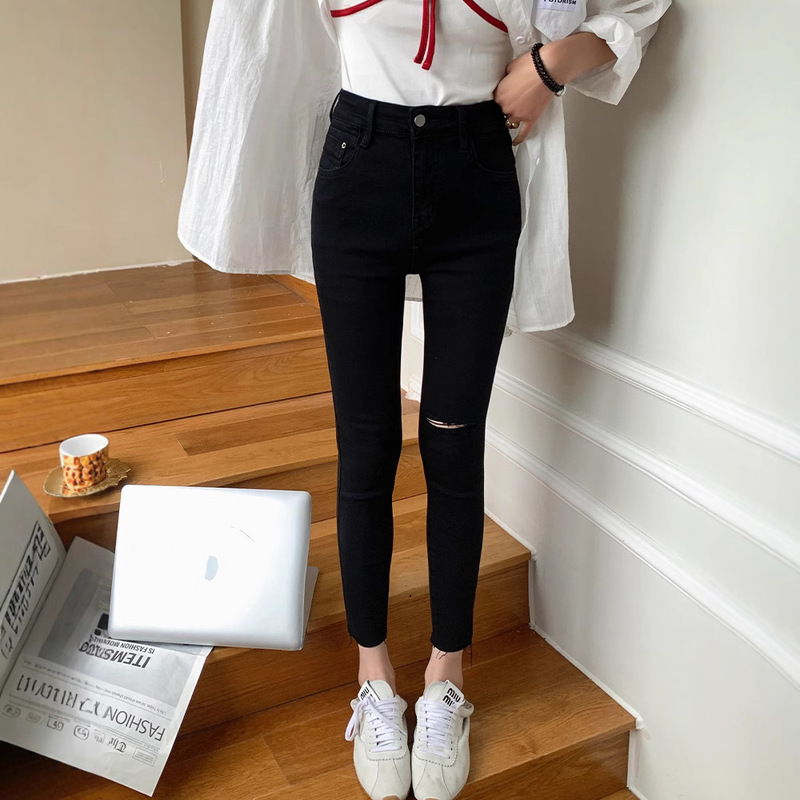 Youmantie High-Quality Skinny Jeans for Women, Early Autumn Stretchy Ripped High-Waisted Slimming Bootcut Pants