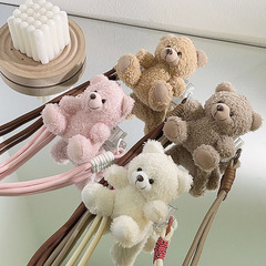 軟萌可愛ins抱抱熊公仔背夾斜跨鏈包包掛飾diy手工掛繩背帶式掛件