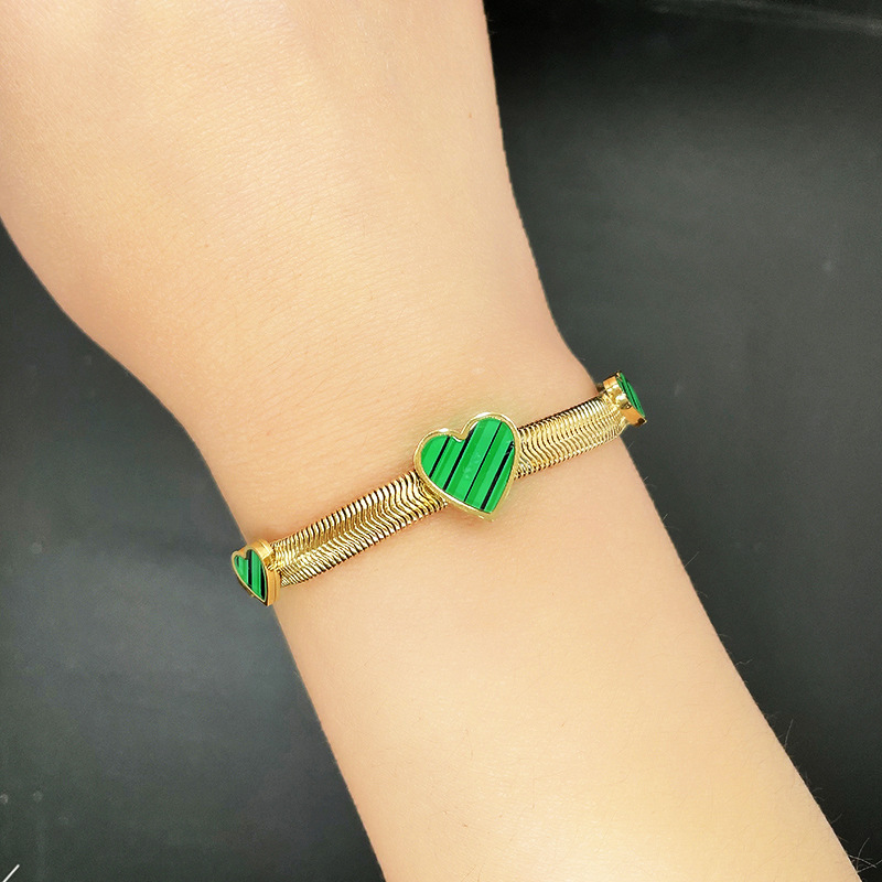 Fashion Heart Shape Stainless Steel Inlay Acrylic Bracelets 1 Piece