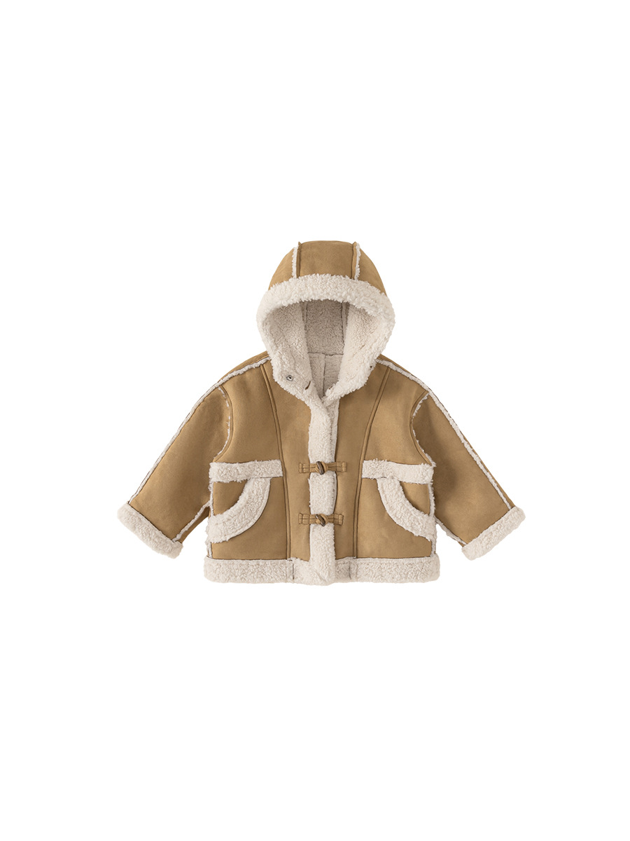 Youbao ropa para niños abrigo de gamuza para niños 2024 invierno grueso y cálido rebeca con capucha para niños abrigo para niñas