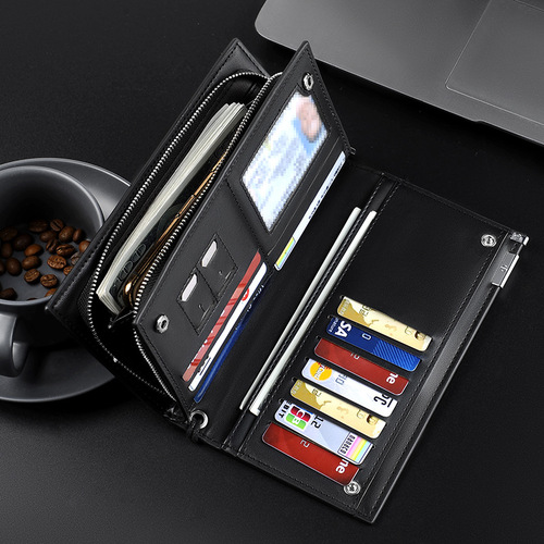 AIKS KANGAROO Multi-Card Slot Business Long-Style Wallet Clutch Bag for Men – Card Holder with Anti-Demagnetization & Anti-Fraud Protection
