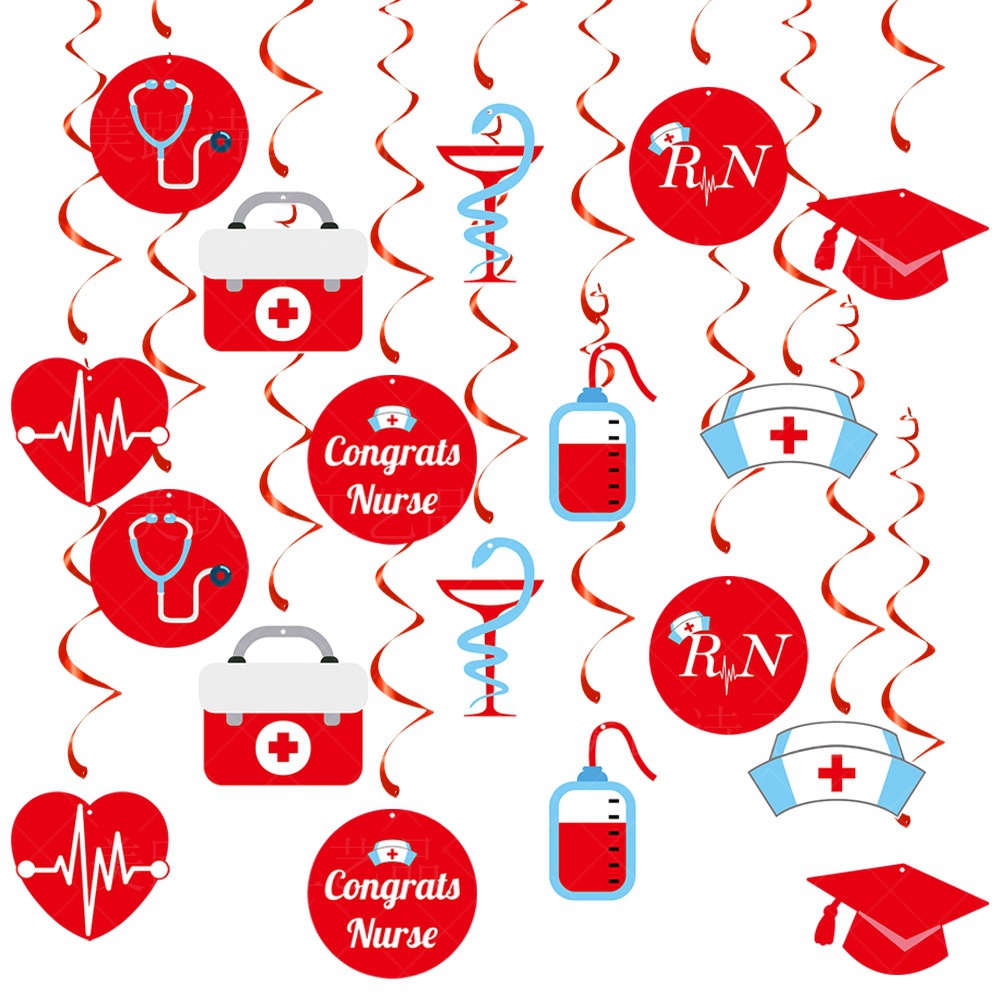 Cross-border nurse graduation season party decoration spiral pendant…