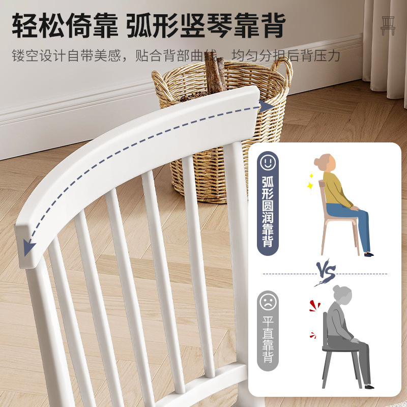 Silla de comedor con respaldo de plástico engrosada sala de alquiler hogar estilo crema Silla de comedor SILLA DE Windsor mesa de comedor taburete puesto grande