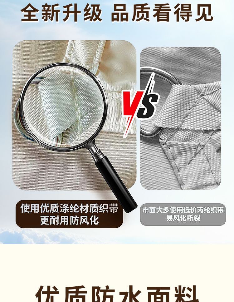New Outdoor Canopy Tent with Black Sunshade Fabric, Waterproof and Sun-Resistant Camping Canopy, Beach Car Side Sunshade Canopy