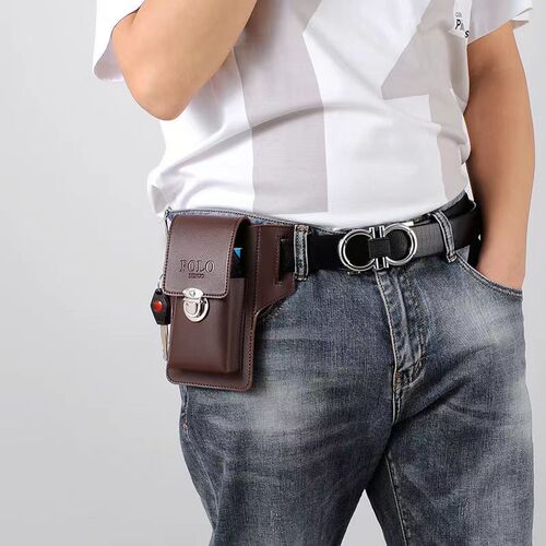 New vertical mobile phone waist bag for men working on construction sites, mobile phone holster that can hold cigarette cases, hang keys and wear belts