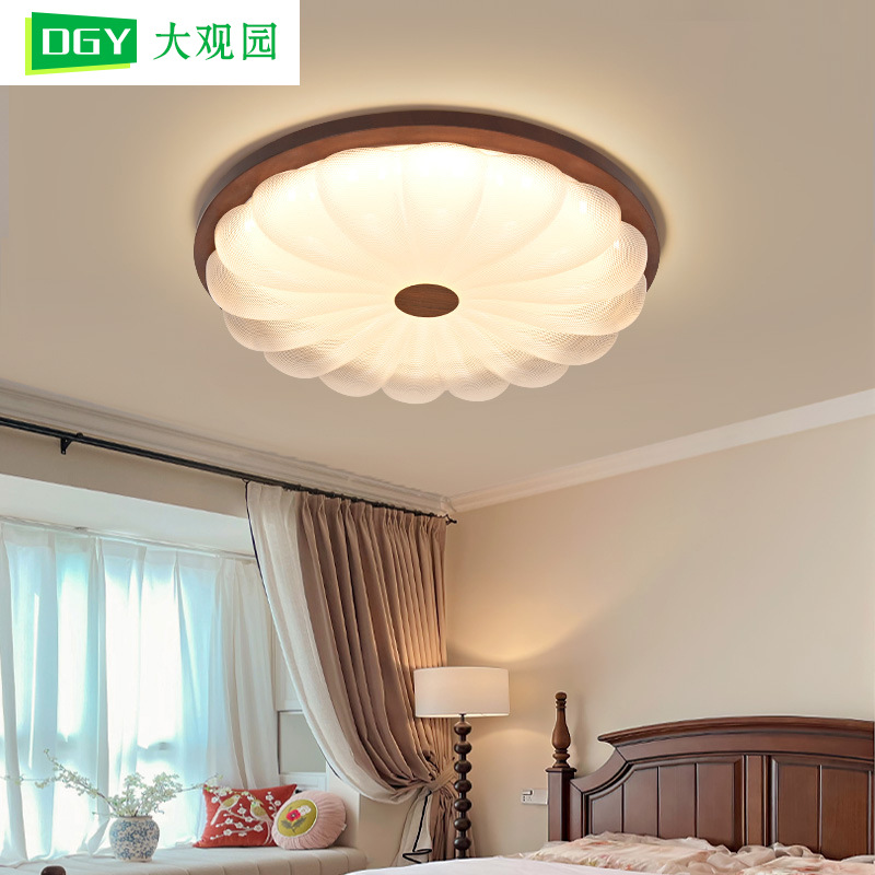 Lámpara de dormitorio retro de estilo americano, lámpara de techo de madera maciza, estilo de mediados de siglo, lámpara LED para sala de estar, protección para los ojos, lámpara para habitación infantil L271