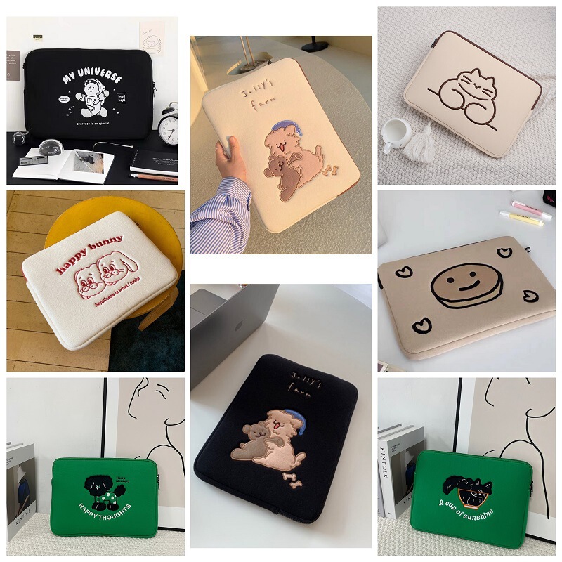 Japan and South Korea cross-border wholesale computer liner bag cute cartoon embroidery notebook protective case 14 inch storage bag 13.3