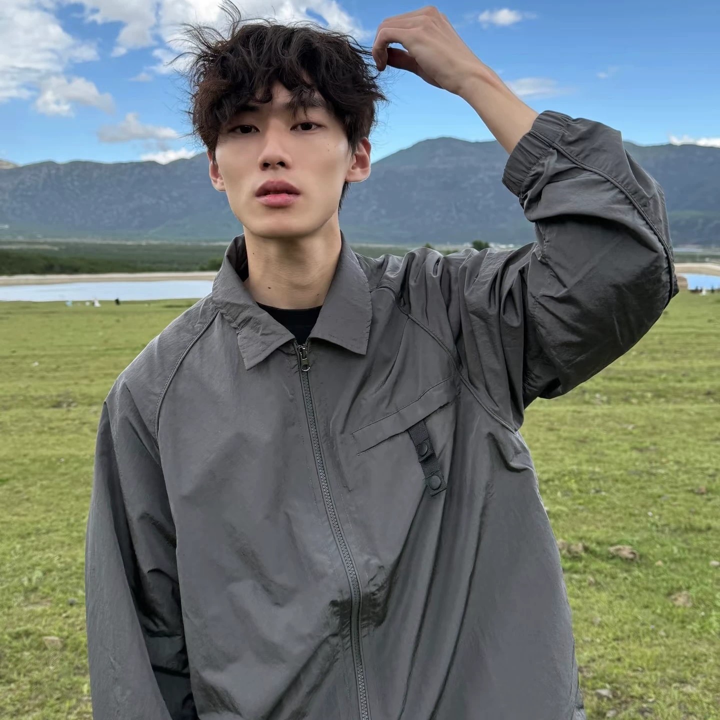 工厂 金属尼龙轻薄防晒防水薄款拉链男女款长袖翻领夹克衬衫外套