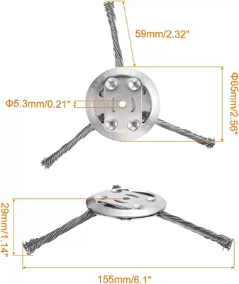 Otbiçən başlıqları: wire grass head 150x5.5mm6 knife - 180-3-knife-hole