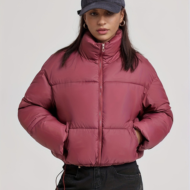 2025 New European and American Style High-Waisted Cotton Jacket for Women, Short Versatile Loose Stand Collar down Cotton Coat for Petite Women 2025 New European and American Style High-Waisted Cotton Jacket for Women, Short Versatile Loose Stand Collar down Cotton Coat for Petite Women