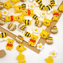 维尼熊卡通美甲饰品可爱立体蜜蜂花朵奶油胶树脂钻diy穿戴甲配饰