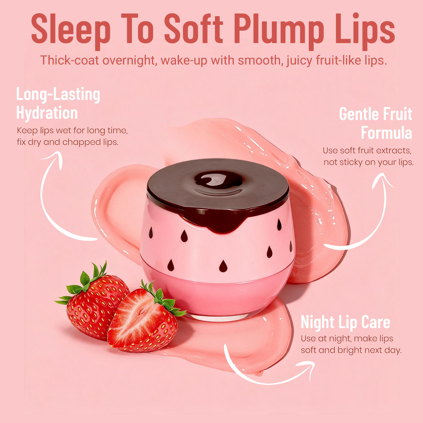 Cross-border bestseller cloud lip mask honey cherry moisturizing and hydrating lip care lip balm without logo