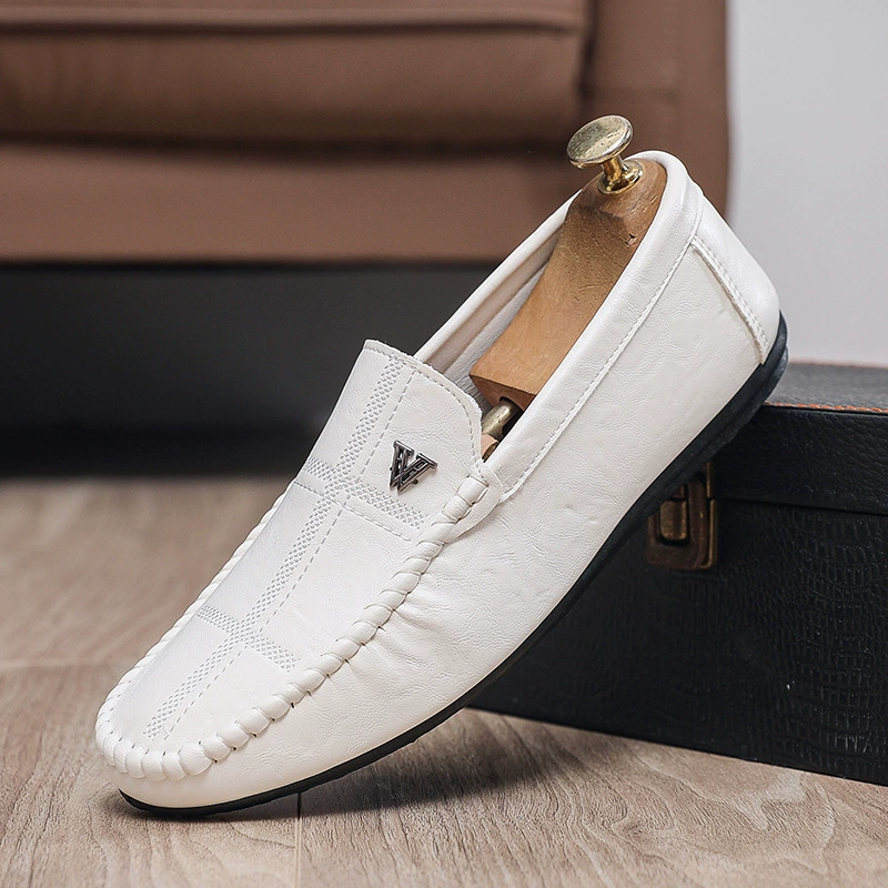 Бобовая обувь мужская весна 2025 новая повседневная кожаная обувь мягкая подошва мужская обувь дышащая ленивая обувь для вождения