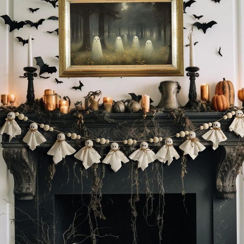 新しいハロウィンコウモリタグクリエイティブ木製ビーズ麻ロープビーズ DIY ホーム壁掛け人形ペンダント|undefined