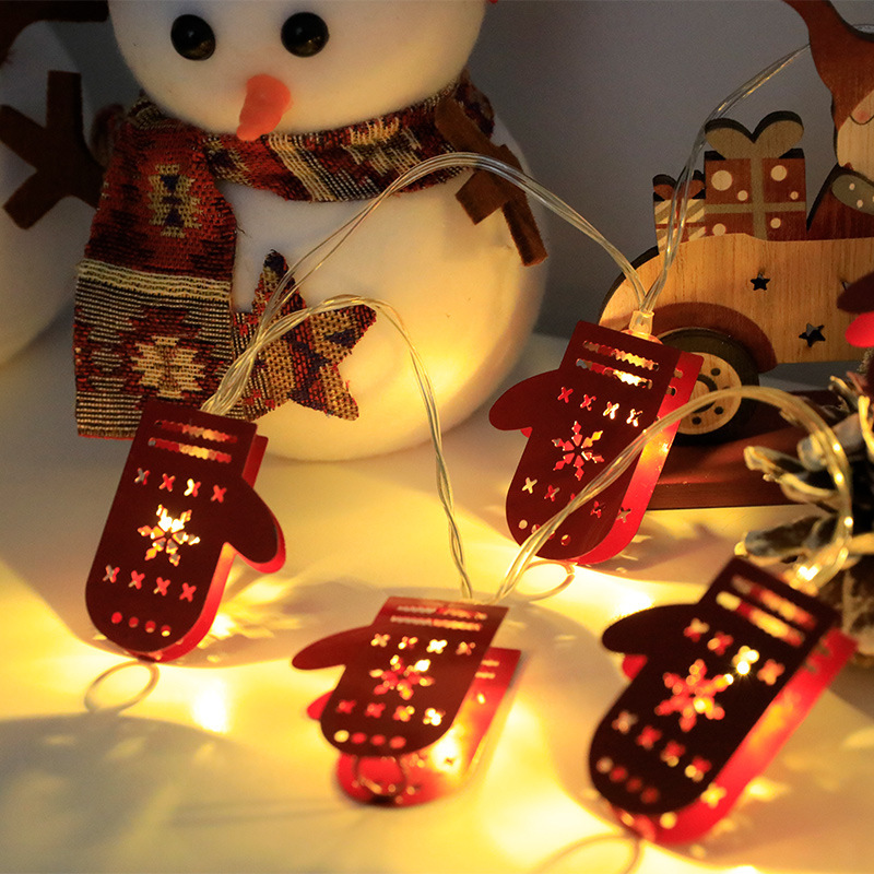 LED電池ランプはクリスマスツリーの鹿のクリスマスの靴下の手袋の鈴の雪の老人のクリスマスの鉄の芸の装飾の明かりをつなぎます。|undefined
