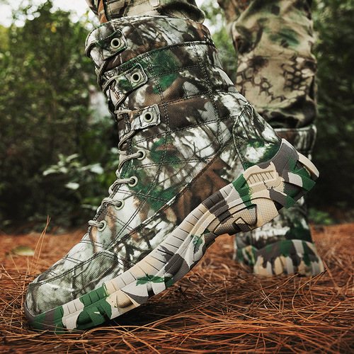 Men's Large Size Combat Boots Outdoor Camouflage Boots High-Cut Outdoor Hiking Boots Men's Trekking Training Boots Men