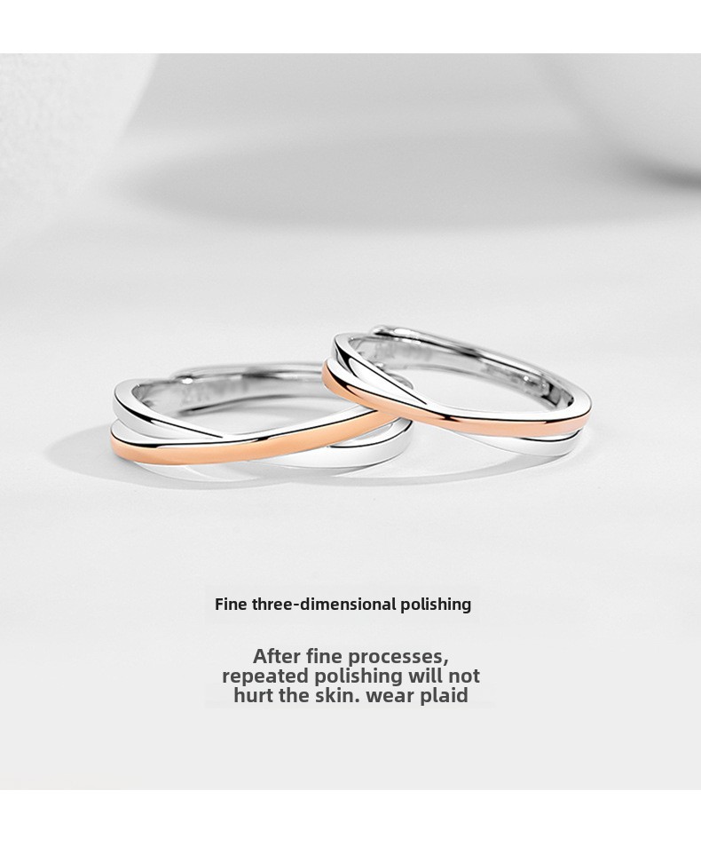 Mobius Couple Ring Sterling Silver Niche Design Adjustable Open Ring_voghion.com