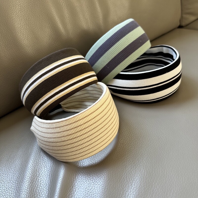 Striped Knitted Wide Headband Korean Style Trendy New Personality Fashion Retro British Girl Temperament High-End Fashion Striped Knitted Wide Headband Korean Style Trendy New Personality Fashion Retro British Girl Temperament High-End Fashion