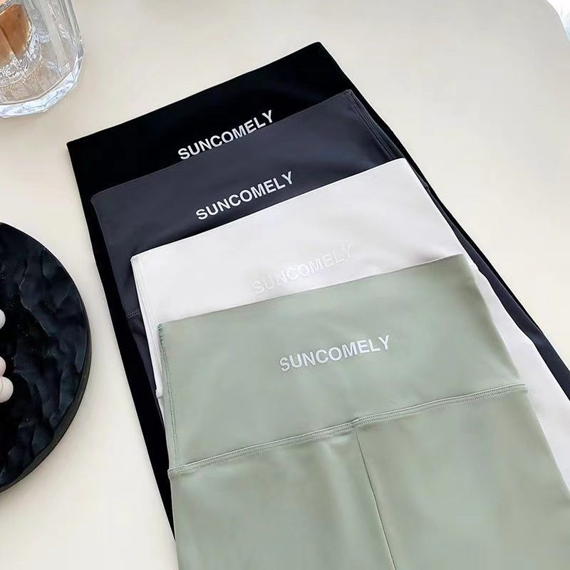 Vêtements d'été fins de yoga pour femmes, vêtements d'extérieur, anti-exposition, cyclisme, shorts colorés, taille haute, leggings de contrôle du ventre_voghion.com