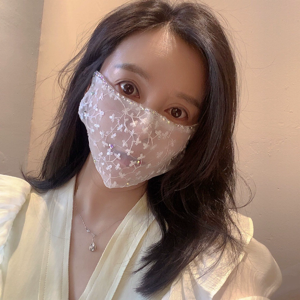 lace nail sequins, medical mask, veil