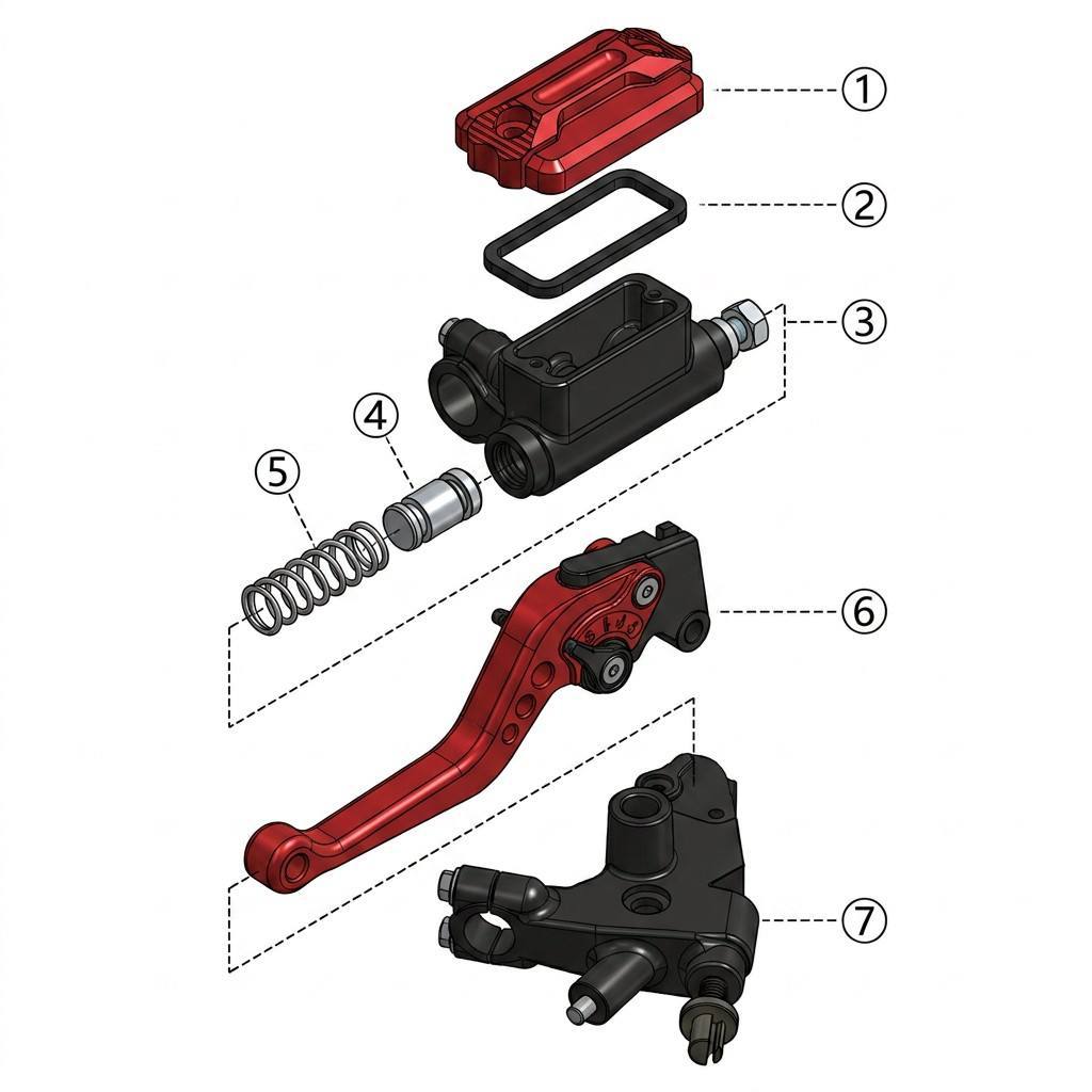 Motorcycle Direct Push Brake Master Cylinder Hj125T-6 Left Brake Assembly 22mm Hydraulic Disc Brake Universal Modification Parts