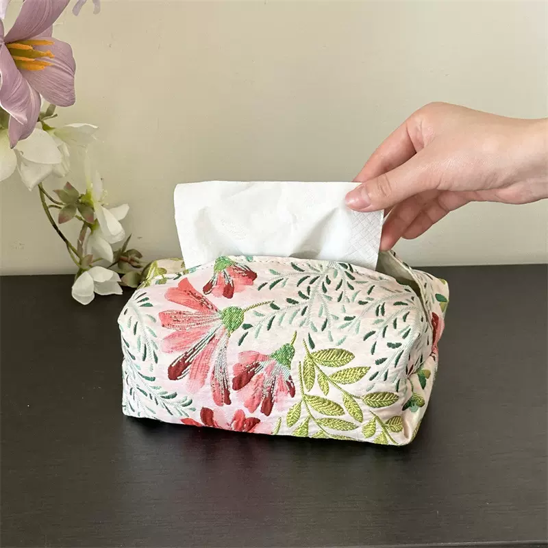 刺绣布艺客厅茶几纸巾包文房茶桌室家用纸巾套纸巾盒车载抽纸
