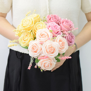 Artificial rose premarital rose bouquet decorative flower rose artificial flower bouquet home decorative flower