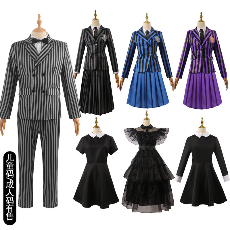 Adams Family Cos Coat US TV Series Wednesday Wednesday School Uniform cosplay Same Halloween Costume
