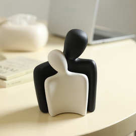 创意陶瓷抽象简约人物摆件客厅酒柜玄关情侣拥抱艺术现代软装饰品