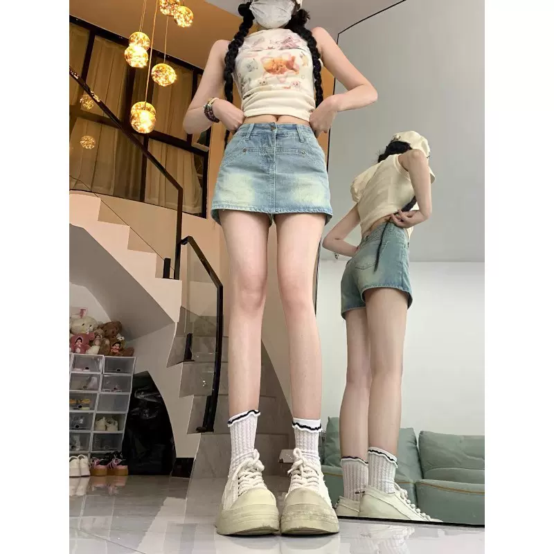 牛仔裙半身裙女2025新款春季大码短裤高腰辣妹裙裤a字包臀短裙子
