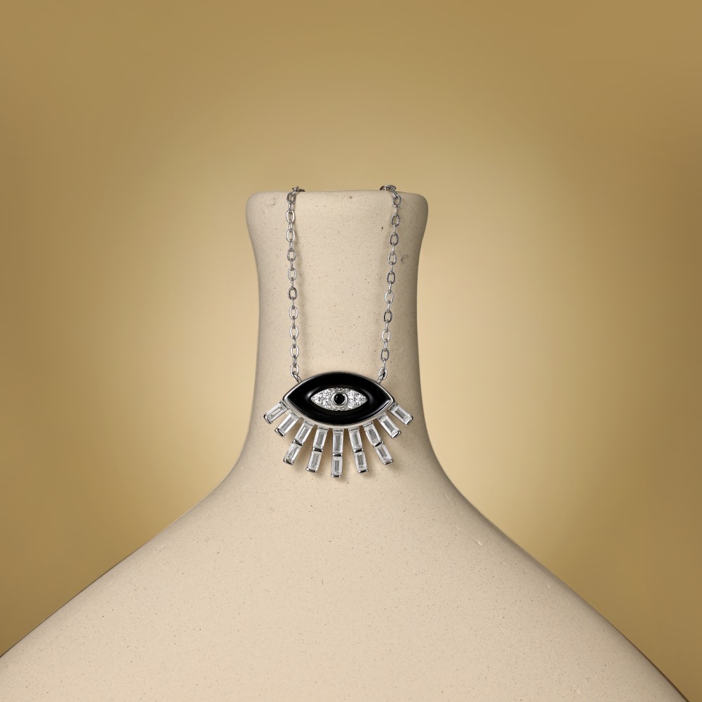 7g Weight 925 Sterling Silver Pendant Material Zircon Inlay Material Pendant Necklace Classification 925 sterling silver Chain Material cable chain Chain Type 1 Piece Quantity Daily Occasion 925 Sterling Silver Material Palm, Eye Pattern Women's Gender Hollow Out, Inlay Design Simple Style, IG Style Style 925 Sterling Silver Zircon Cable Chain Hollow Out Inlay Palm Eye Pendant Necklace 48
