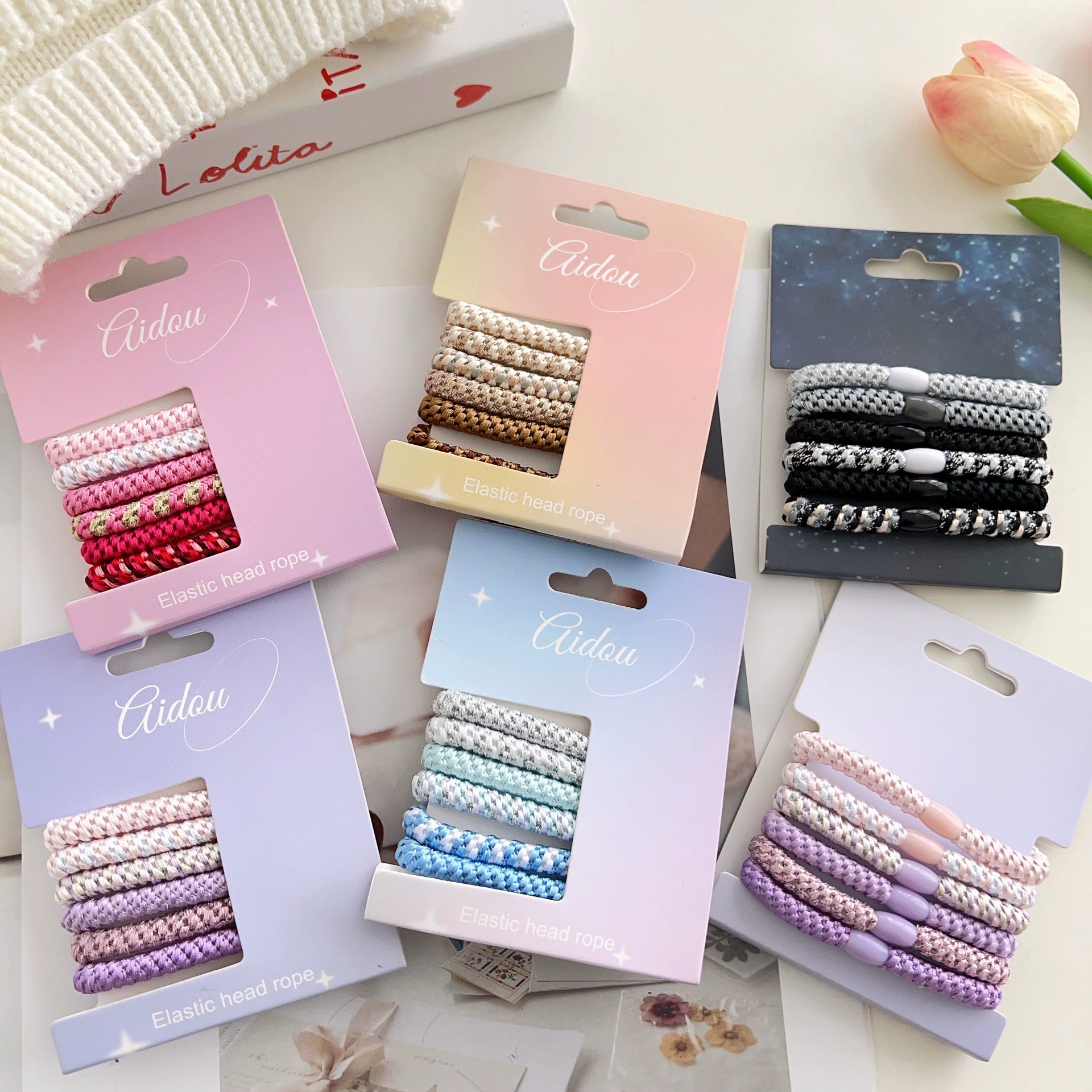 Elastic base hair rope, ponytail, hair accessory, gradient