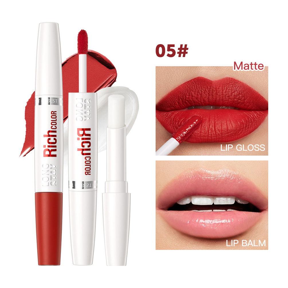 QIBEST double-headed lip glaze lip balm moisturizing moisturizing non-stick Cup not easy to decolorize long-lasting matte lipstick