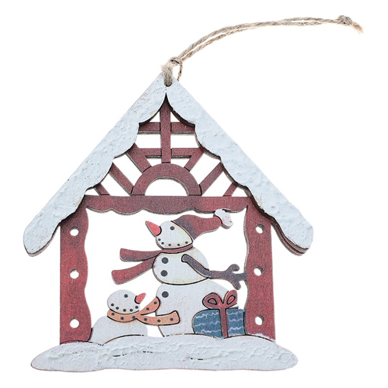 Navidad nórdico creativo retro pintado muñeco de nieve colgante de madera árbol de Navidad decoraciones accesorios de cabina